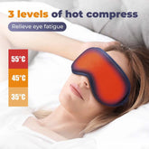 Massager heated eye mask with 3-level hot compress for relieving eye fatigue.