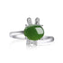 Retro chic sterling silver 925 rabbit jade adjustable ring with Hetian jade.