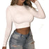 Trendy white long-sleeve crop top with style and comfort for every occasion.