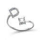 Adjustable 26 Initial Letter Ring with Zircon, elegant women&