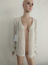 White street style cardigan sweater with plain pattern.