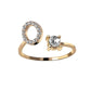 Elegant adjustable 26 initial letter ring with zircon embellishments, fashionable women&