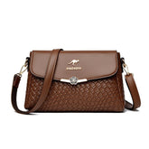 Fashion Lady Mom large capacity rhombus crossbody bag in brown with stylish pattern and durable material.