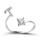 Adjustable initial letter ring with zircon stone, elegant design, women&