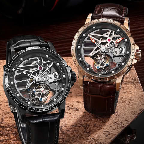 Five-pointed Star Series Turtle Flywheel Movement Mechanstainless steel butterfly claspical Watches with Sapphire Glass and Stainless Steel Clasp