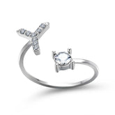 Elegant adjustable ring with letter &