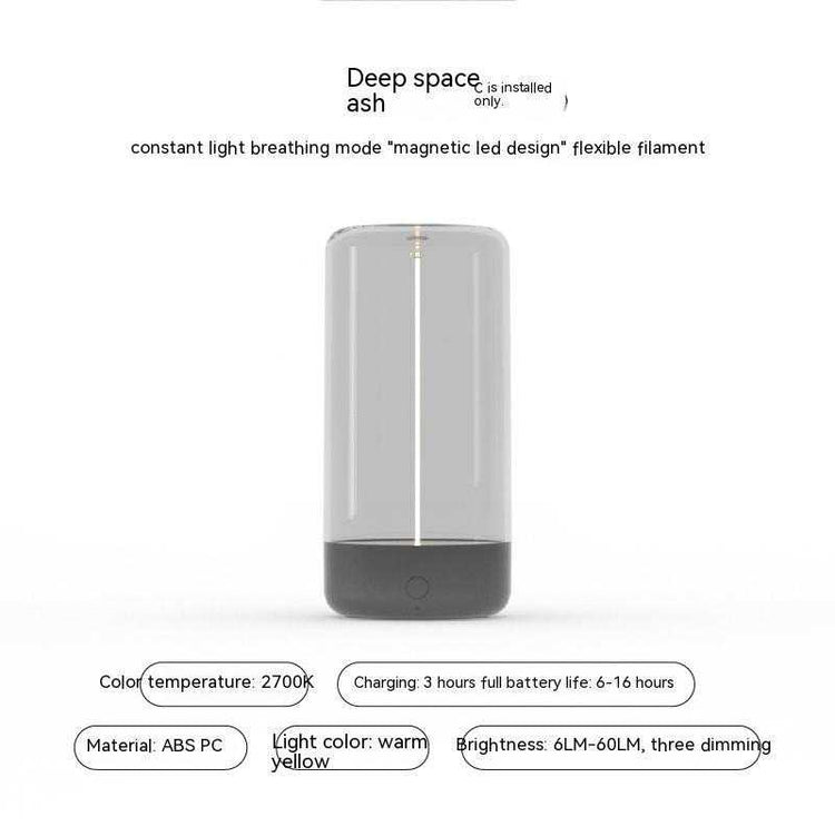 LED camping light with transparent design, anti-drop feature, versatile modes, and flexible filament.