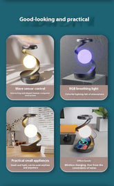 rotating hanging mobile phone wireless charging lamp with RGB light and wave sensor control