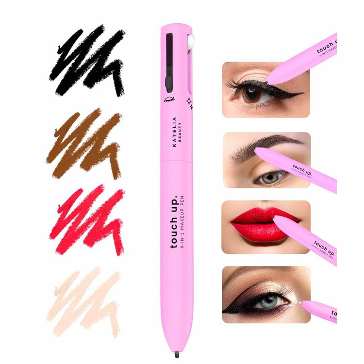 Stylo de maquillage 4 en 1 polyvalent et compact pour un maquillage impeccable avec correcteur, anti-cernes, illuminateur, et contour.