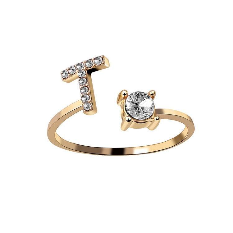 Elegant adjustable ring featuring an initial letter 