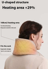 U-shaped heated neck scarf with ergonomic design, offering enhanced warmth and comfort for outdoor use.