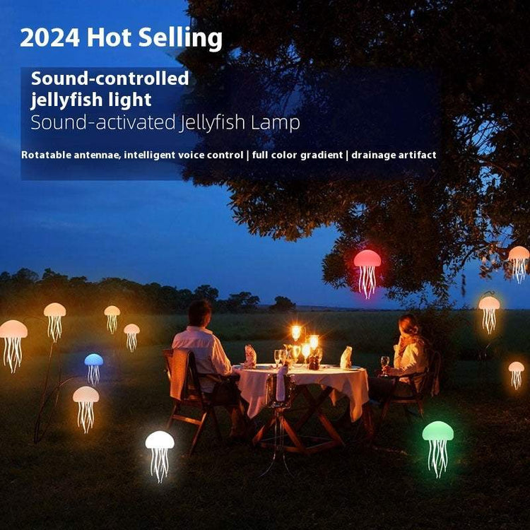 Jellyfish Mood Lamp LED with vibrant ambiance, multi-colored LED, stress-relieving environment, and rechargeable battery.