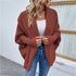 Knitted bat sleeve cardigan in solid color with lapel design for autumn and winter fashion.