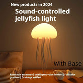 Jellyfish Mood Lamp LED with sound control and color gradient on a table.