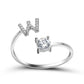 Elegant adjustable initial letter ring with diamond zircon, unique and fashionable women&