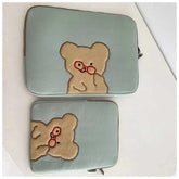 Women cute laptop sleeve case with cartoon design, available in various sizes, ideal for iPad, MacBook, and HP laptops.