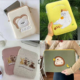 Women cute laptop sleeve case with cartoon design, protective pouch for 11-15.6 inch laptops.