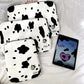 Women cute laptop sleeve case with cow print design, sizes for iPad and MacBook, protective pouch.