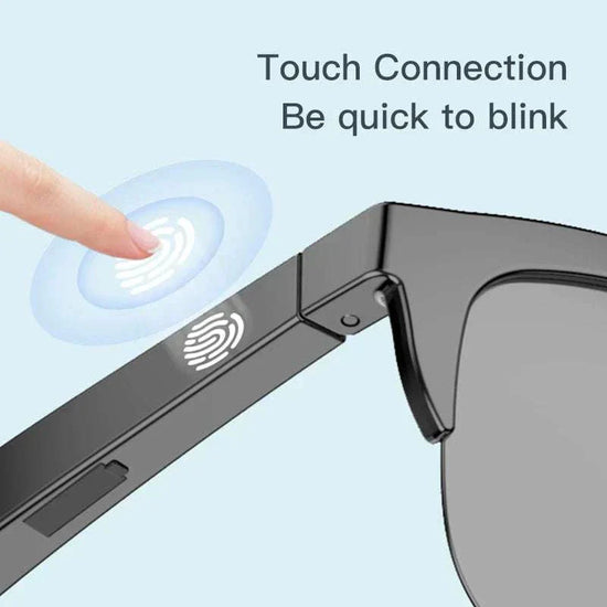 Stereo Android Glasses with Bluetooth Headphones featuring touch connection.