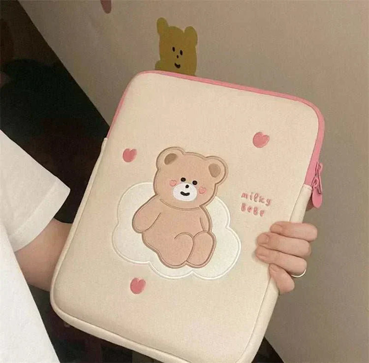 women cute laptop sleeve case with teddy bear design