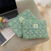 Women cute laptop sleeve case with floral design, protective pouch for tablets and laptops.