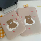 cute women laptop sleeve case with teddy bear design, protective pouch for tablets