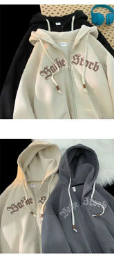 Goth streetwear jackets coats with 3D decoration, zip-up hoodie for autumn/winter.