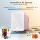 Mini skincare fridge with mirror for beauty and makeup, dual cooling and heating, compact design.