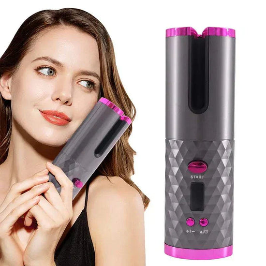 Cordless Rotary Curler with ergonomic design and LCD screen for effortless styling.