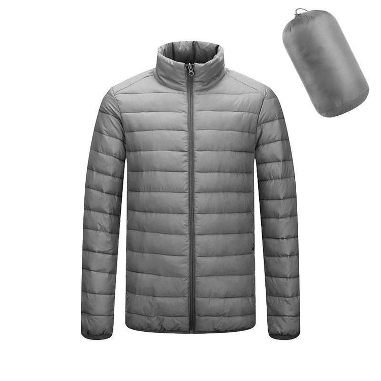 Men's lightweight hooded coat, warm winter zipper jacket, fashion outerwear.